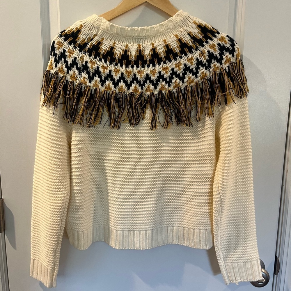 Charlotte Russe Cream and Yellow/blue Knit sweater - Picture 4 of 7